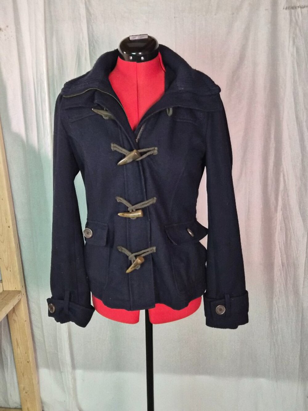 Vintage Y2K Delias Peacoat Toggle Jacket Small Blue Indie Preppy Retro Academia